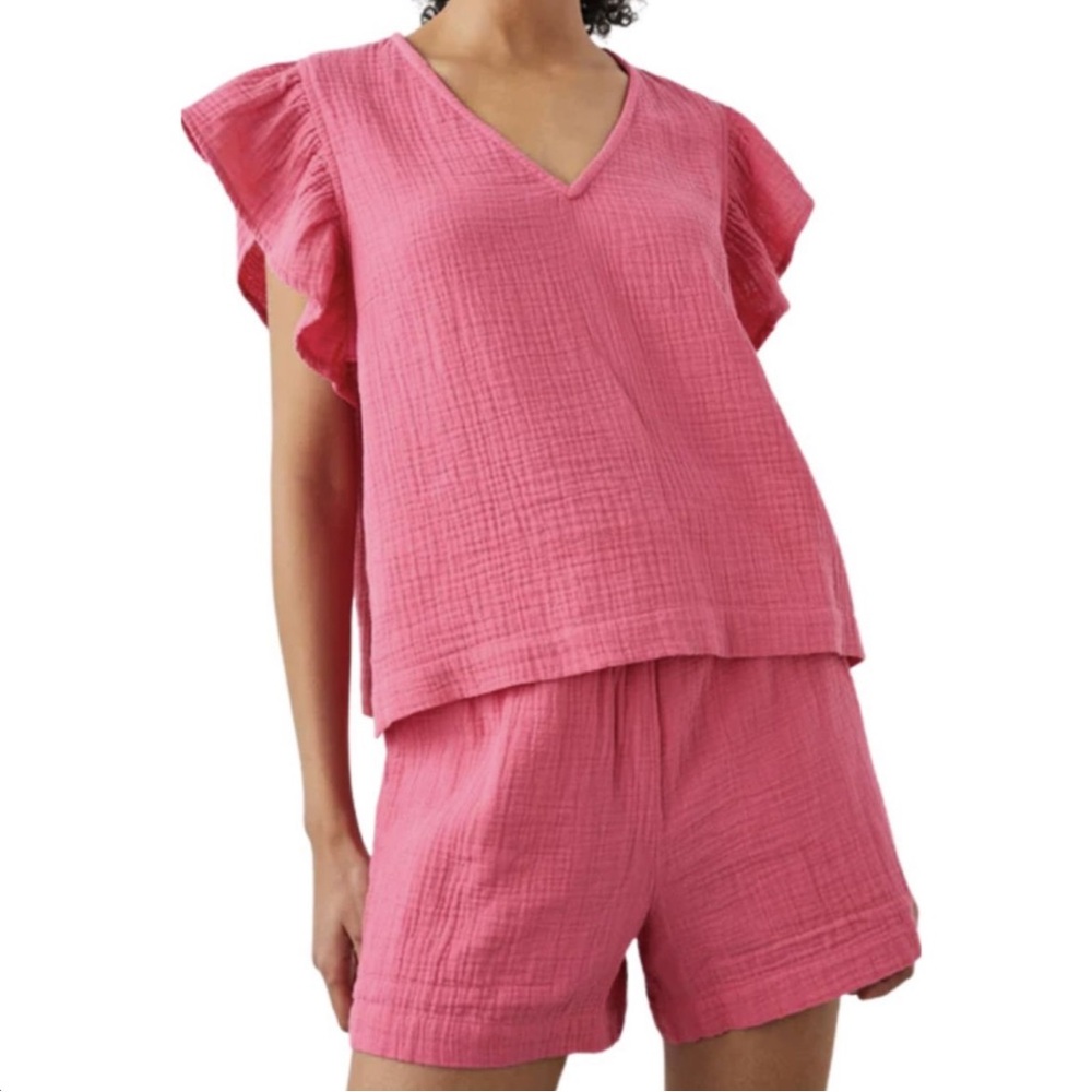 NWT Rails Lela Flutter Sleeve Gauze Top in Hibiscus, Size M